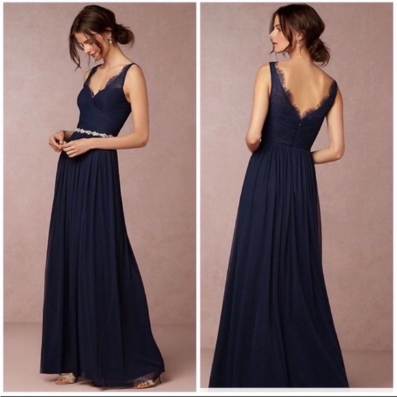 BHLDN Dresses & Skirts - BHLDN Hithero Fluer Navy Blue Maxi Bridesmaid Dress Size 2